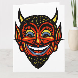 Vintager Halloween Devil Head Karte