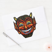 Vintager Halloween Devil Head Quadratischer Aufkleber (Umschlag)