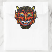 Vintager Halloween Devil Head Quadratischer Aufkleber (Tasche)