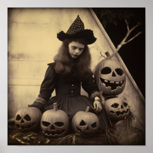 Vintager Halloween-Digitaldruck Poster