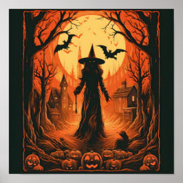 Vintager Halloween-Digitaldruck Poster