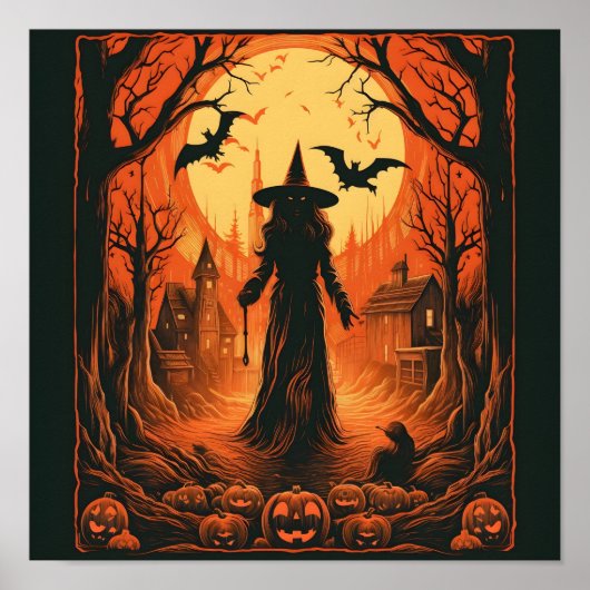 Vintager Halloween-Digitaldruck Poster (Vorne)