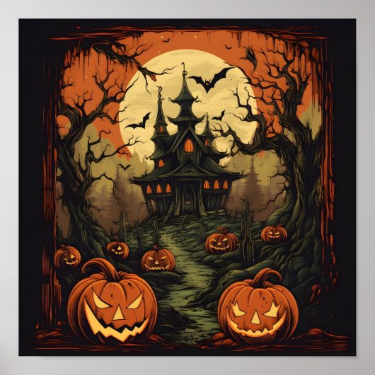 Vintager Halloween-Digitaldruck Poster (Vorne)
