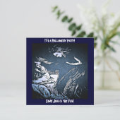 Vintager Halloween-Geist Einladung (Stehend Vorderseite)