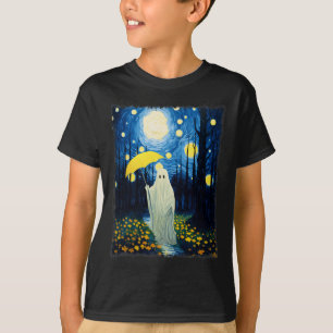 Vintager Halloween-Geist im Wald Van Gogh Sta T-Shirt
