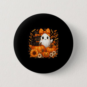Vintager Halloween-Geist mit schwarzer Katze und K Button