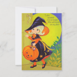 Vintager Halloween-Girl-Hexe-Trick oder -Behandlun