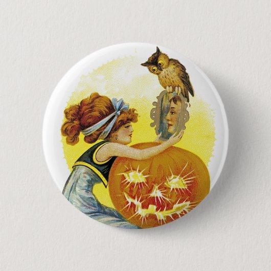 Vintager Halloween-Glamour Button (Vorderseite)