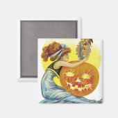 Vintager Halloween-Glamour Magnet (Vorderseite/Rückseite)