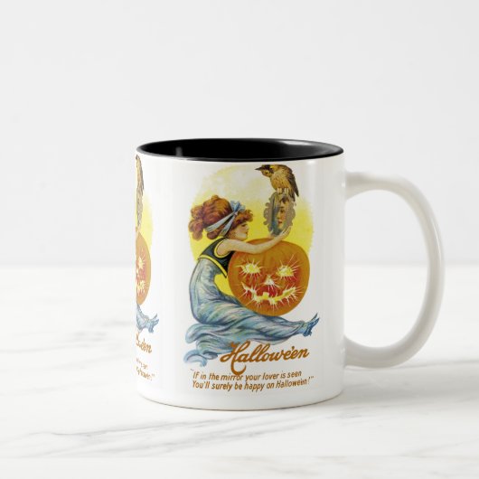 Vintager Halloween-Glamour Zweifarbige Tasse (Rechts)