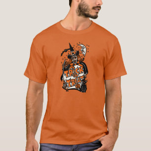 Vintager Halloween-Hexe-Trick oder Leckerei T-Shirt