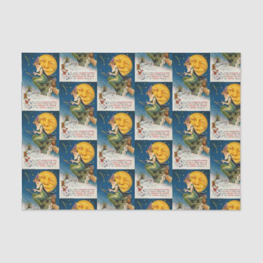 Vintager Halloween-Hexemond deckte Partygewebe mit Seidenpapier (Vorderseite)