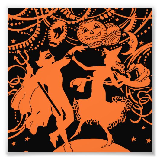 Vintager Halloween-Hexentanz Fotodruck (Vorne)
