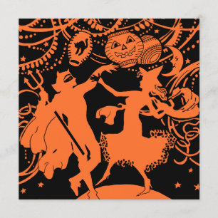 Vintager Halloween-Hexentanz Karte