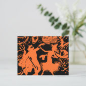 Vintager Halloween-Hexentanz Postkarte (Stehend Vorderseite)
