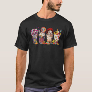 Vintager Halloween-Horror Latte-Kaffeekuchen Skull T-Shirt