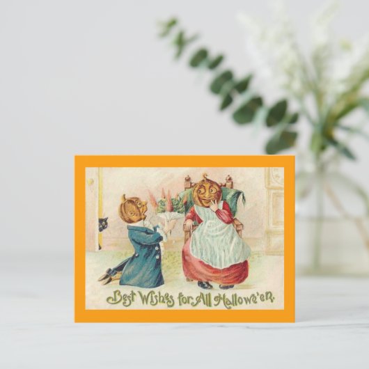 Vintager Halloween-Jack o'Lantern Postkarte (Stehend Vorderseite)