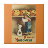 Vintager Halloween-Junge Fliese (Vorderseite)