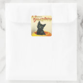 Vintager Halloween-Katzenaufkleber Quadratischer Aufkleber (Tasche)