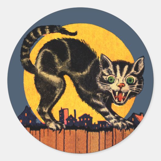 Vintager Halloween-Katzenaufkleber Runder Aufkleber (Vorderseite)