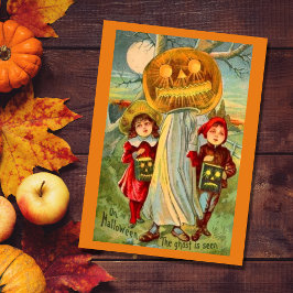 Vintager Halloween Kids Trick oder Behandlung Feiertagskarte