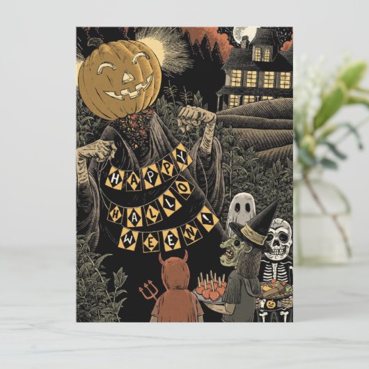 Vintager Halloween-Kindertrick oder Leckereien und (Stehend Vorderseite)