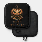 Vintager Halloween-Kürbis Topflappen (Vorderseite/Rückseite)