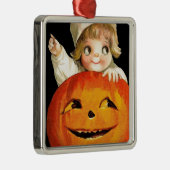 Vintager Halloween-Kürbis und niedliches Silbernes Ornament (Rechts)