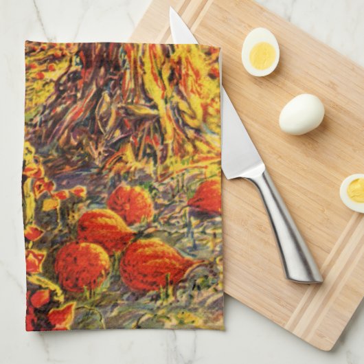 Vintager Halloween-Kürbispflaster mit Hystacks Handtuch (Viertel Falte)