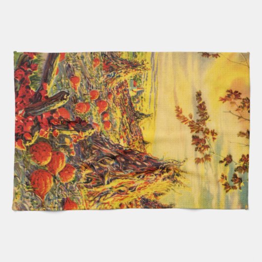 Vintager Halloween-Kürbispflaster mit Hystacks Handtuch (Horizontal)