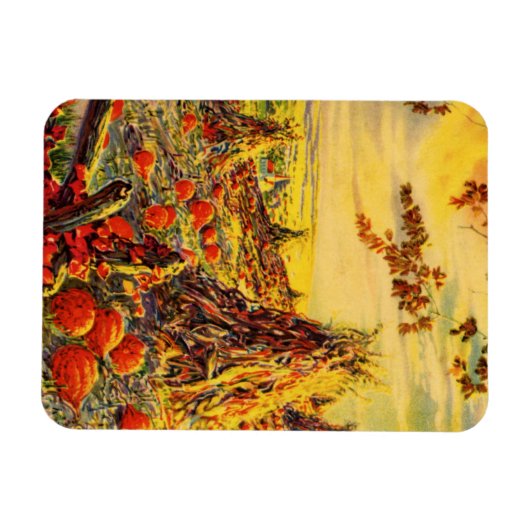 Vintager Halloween-Kürbispflaster mit Hystacks Magnet (Horizontal)