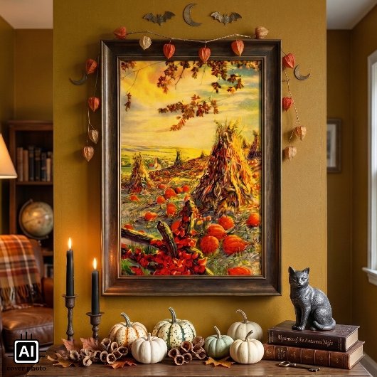 Vintager Halloween-Kürbispflaster mit Hystacks Poster