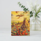 Vintager Halloween-Kürbispflaster mit Hystacks Postkarte (Stehend Vorderseite)