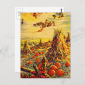 Vintager Halloween-Kürbispflaster mit Hystacks Postkarte (Vorne/Hinten)