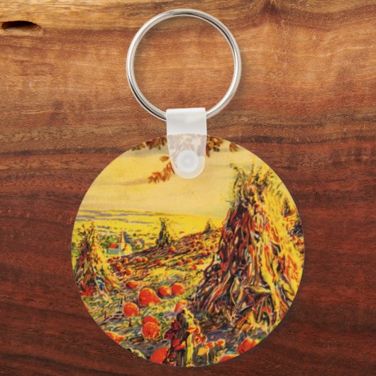 Vintager Halloween-Kürbispflaster mit Hystacks Schlüsselanhänger (Rückseite)