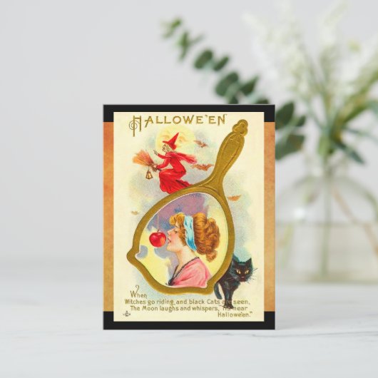 Vintager Halloween Magic Mirror Postkarte (Stehend Vorderseite)