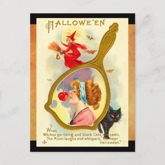 Vintager Halloween Magic Mirror Postkarte (Vorderseite)