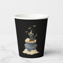 Vintager Halloween Paper Cup - Black Cat & Mouse W