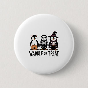 Vintager Halloween Pinguin Trick oder Waddle Spook Button