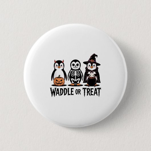 Vintager Halloween Pinguin Trick oder Waddle Spook Button (Vorderseite)