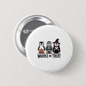 Vintager Halloween Pinguin Trick oder Waddle Spook Button (Vorne & Hinten)