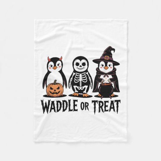 Vintager Halloween Pinguin Trick oder Waddle Spook Fleecedecke (Vorderseite)