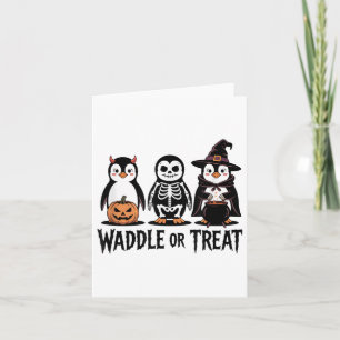 Vintager Halloween Pinguin Trick oder Waddle Spook Karte