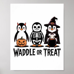 Vintager Halloween Pinguin Trick oder Waddle Spook Poster