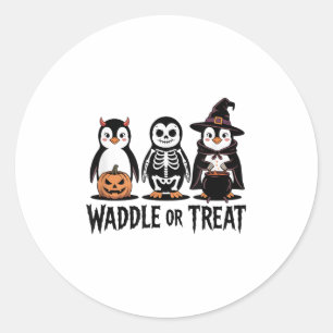 Vintager Halloween-Pinguin-Trick oder Waddle-Spook Runder Aufkleber