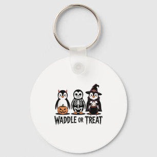 Vintager Halloween-Pinguin-Trick oder Waddle-Spook Schlüsselanhänger