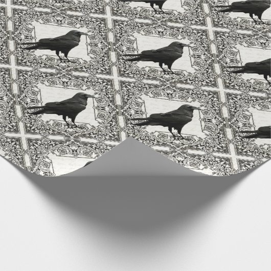 Vintager Halloween-Rabe Geschenkpapier (Ecke)