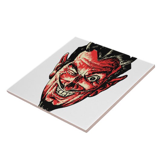 Vintager Halloween Red Devil Head Fliese (Seite)