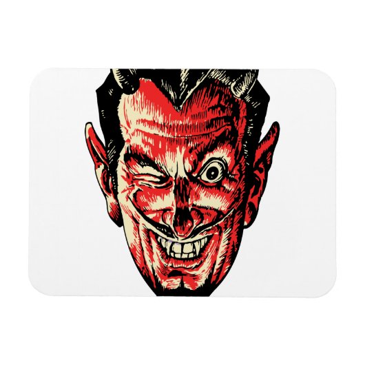 Vintager Halloween Red Devil Head Magnet (Horizontal)