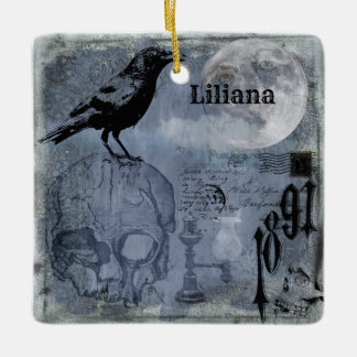 Vintager Halloween-Schädel und -Klaue anpassen Keramikornament
